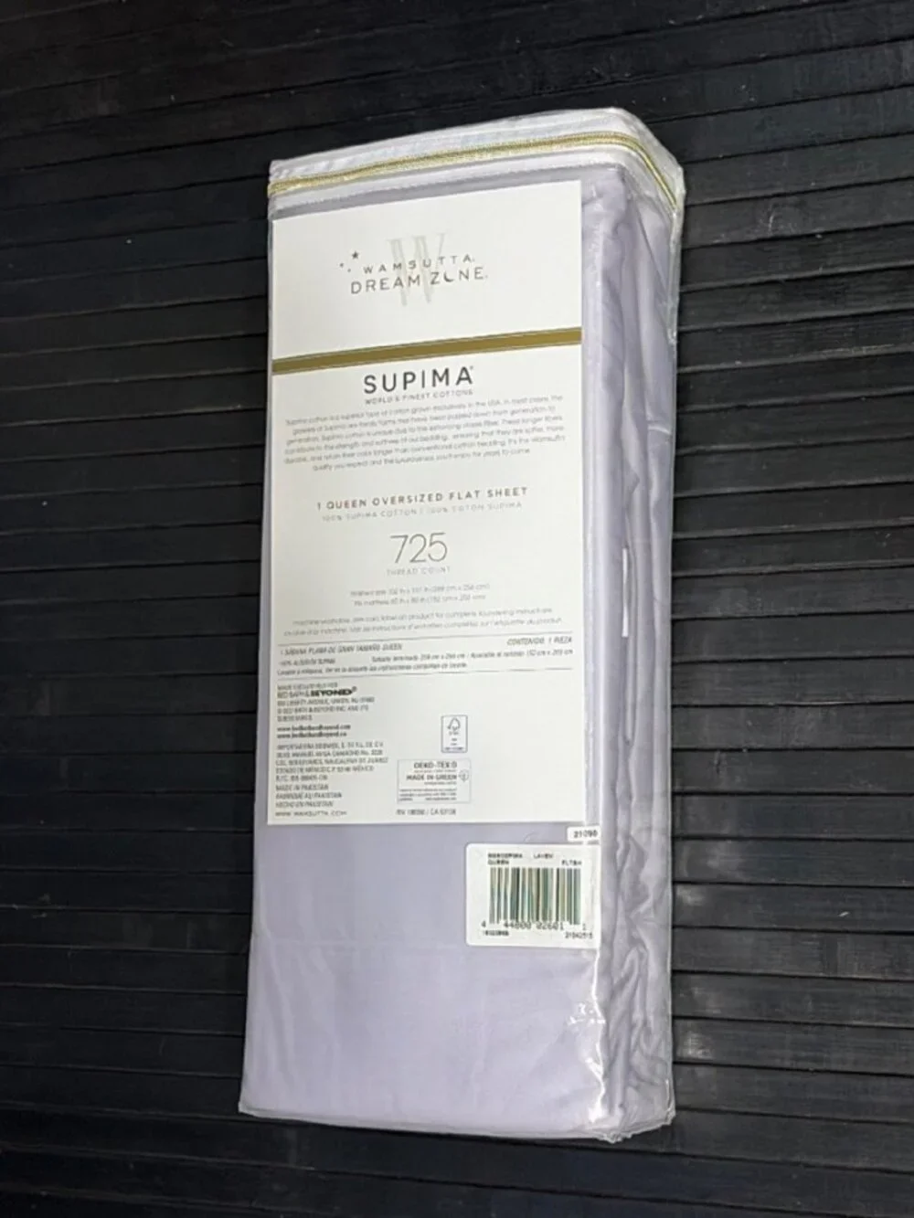 new LAVENDER Wamsutta DreamZone 725 TC 100% Cotton Oversized QUEEN Flat Sheet